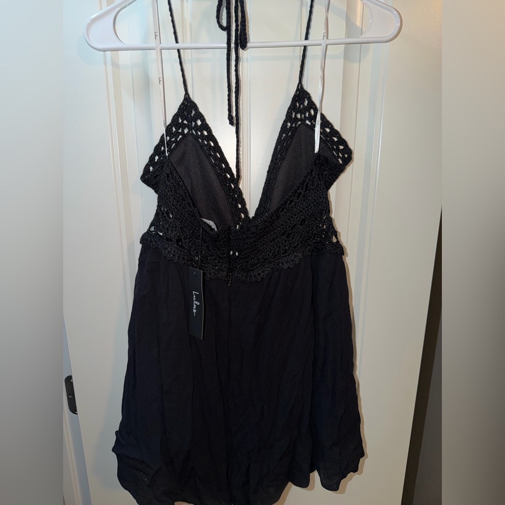 Lulu's Black Crochet Romper - Picture 2 of 3